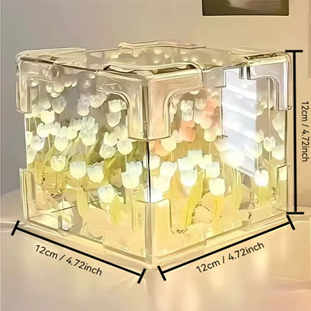 New Acrylic Tulip Night Light Handmade Creative 21 Flowers Mirror DIY Magic Cube Tulips Flower Table Lamp Birthday Gifts